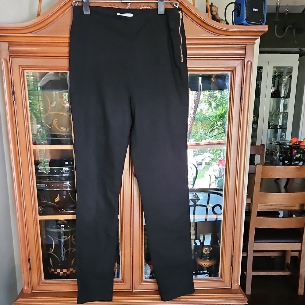 H&M Black Skinny Women's Flat Front Side Zipper Pants
